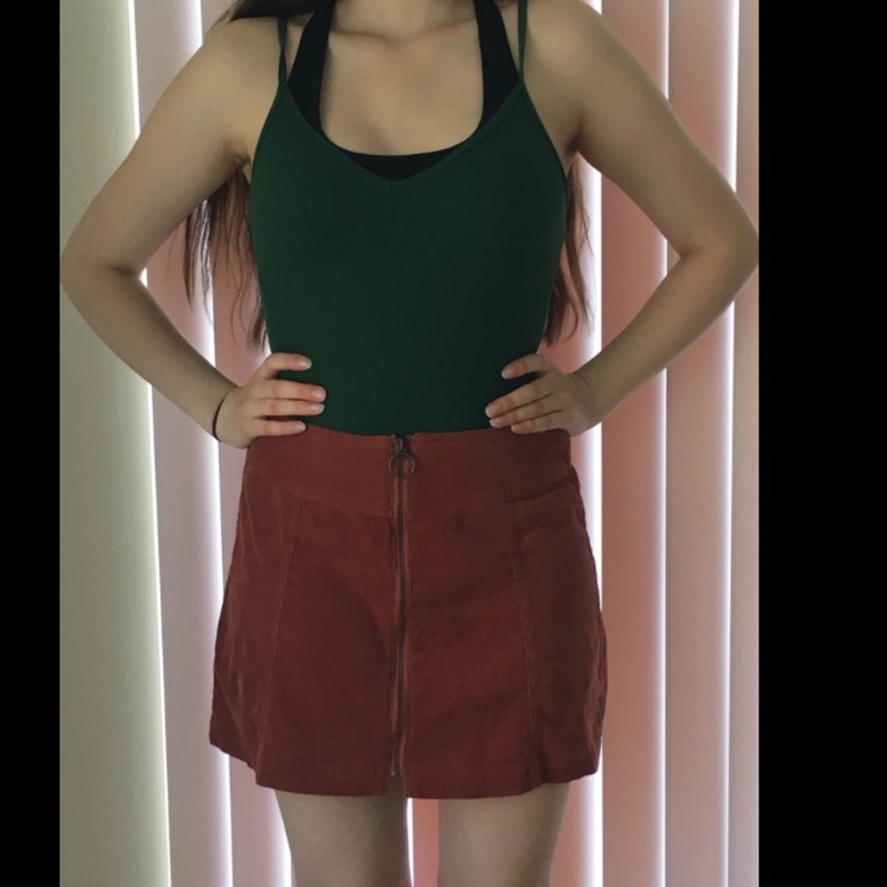 Orange Zip Up Skirt